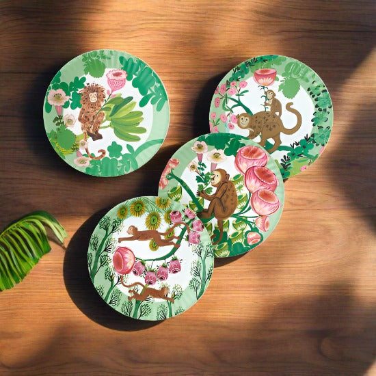 Melamine Monkey Plates - Set of 4 available at Mildred Hoit in Palm Beach.