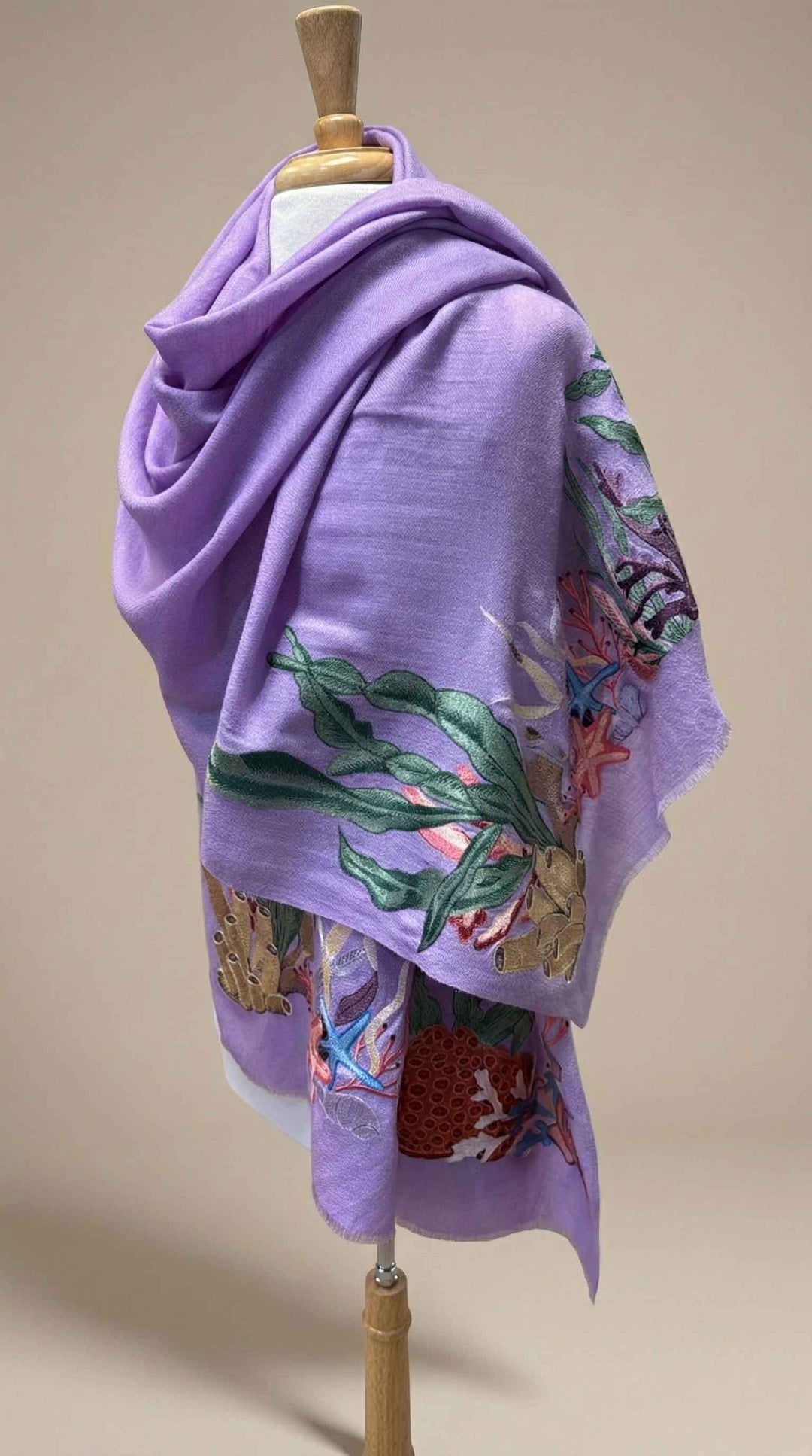 K Janavi Seabed Splendor Stole in Purple Multi