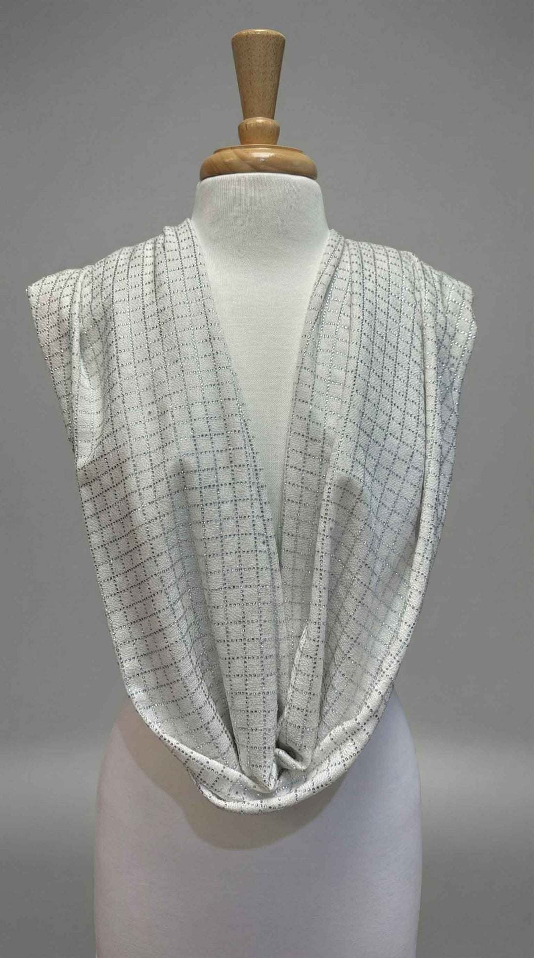 K Janavi Check and Lines Stole in Ivory - Mildred Hoit