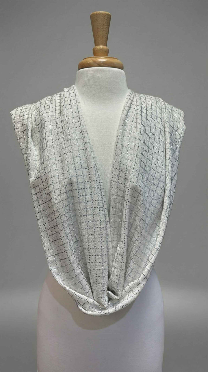 K Janavi Check and Lines Stole in Ivory - Mildred Hoit