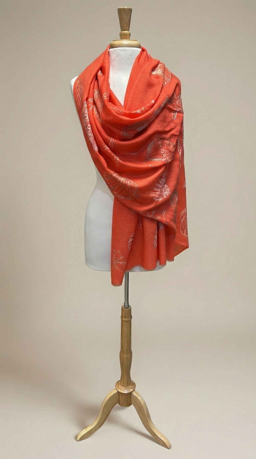 K Janavi Sea Shell Reverier Stole in Coral & Neutrals - Mildred Hoit