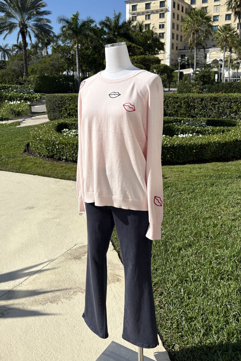 J Society Powder Pink Lips Sweater Full Body