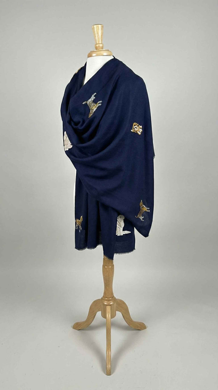 K Janavi Bark & Bond Stole in Navy Peacoat