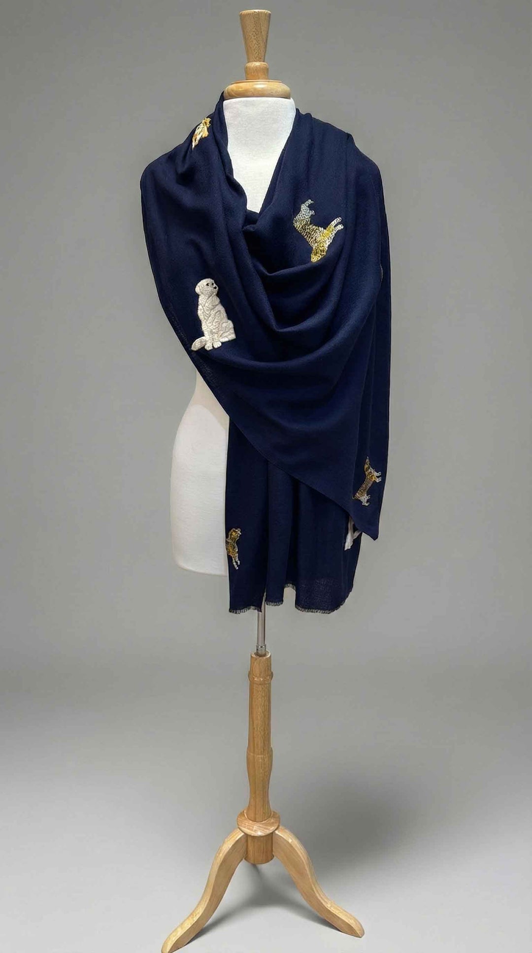 K Janavi Bark & Bond Stole in Navy Peacoat