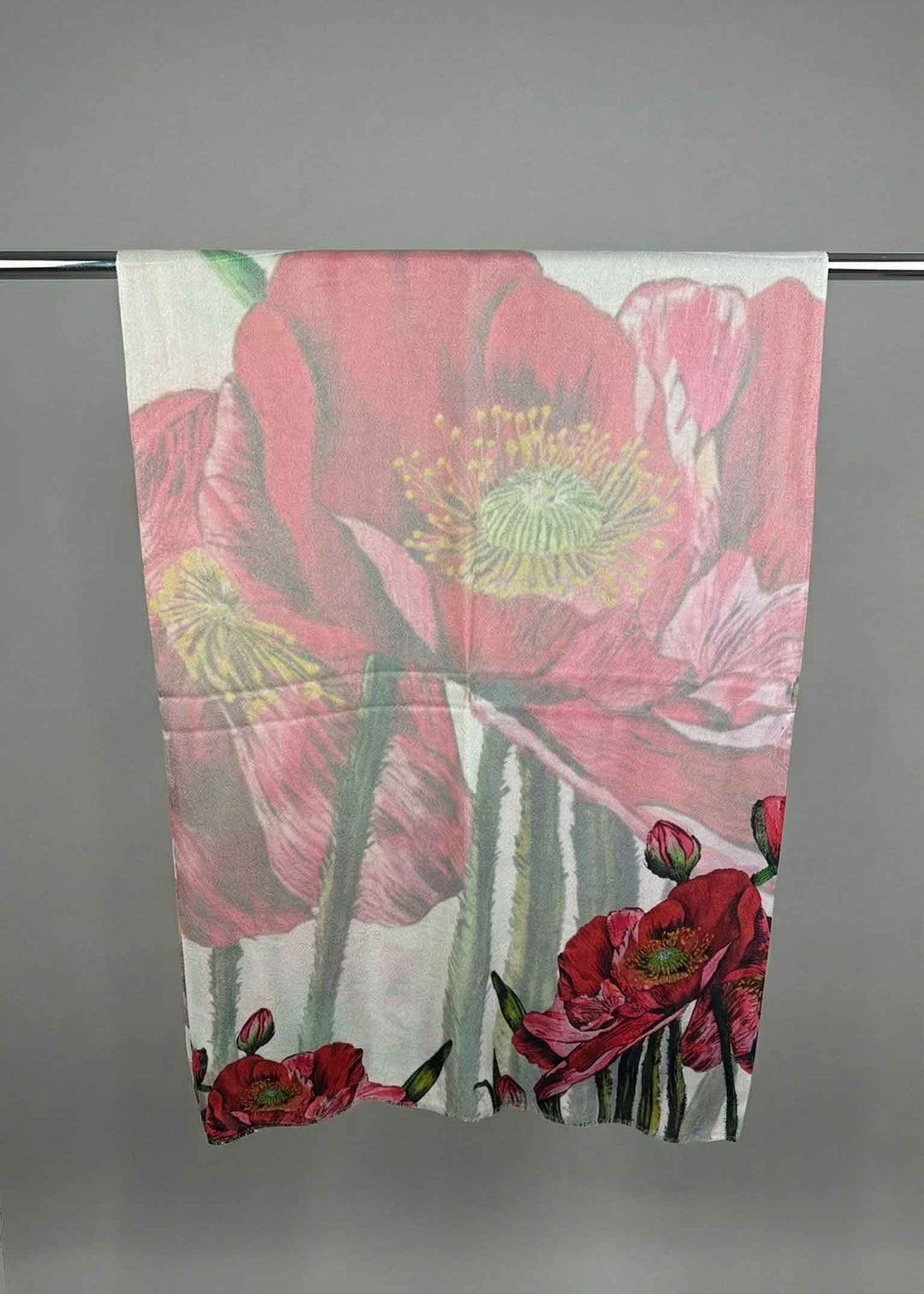 K Janavi Rose Flower Stole in Grey Multi