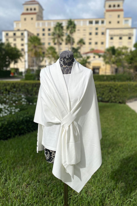 Knit Shawl in Ivory available at Mildred Hoit in Palm Beach.