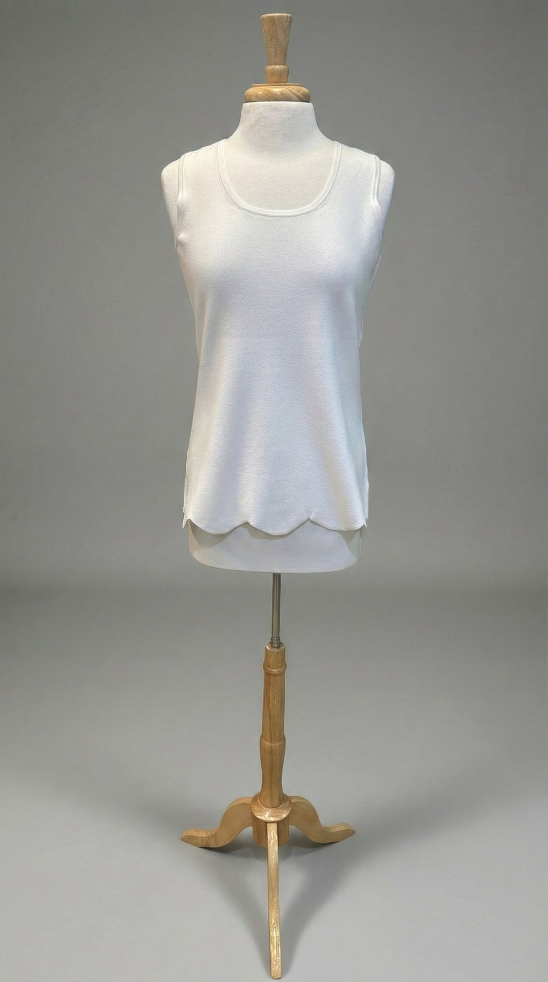 J'envie Scallop Tank Tunic in White - Mildred Hoit