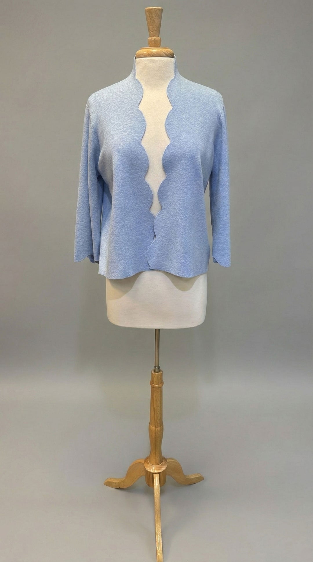 J'envie 3/4 Sleeve Scallop Jacket in Sky - Mildred Hoit