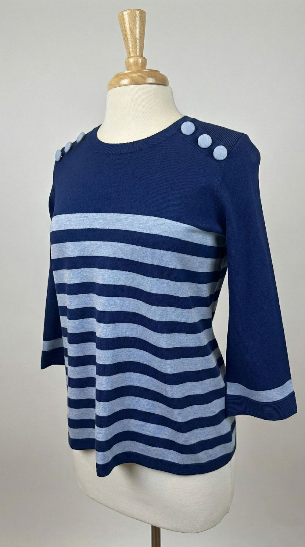 J'envie Shoulder Buttoned Top in Ink & Sky - Mildred Hoit