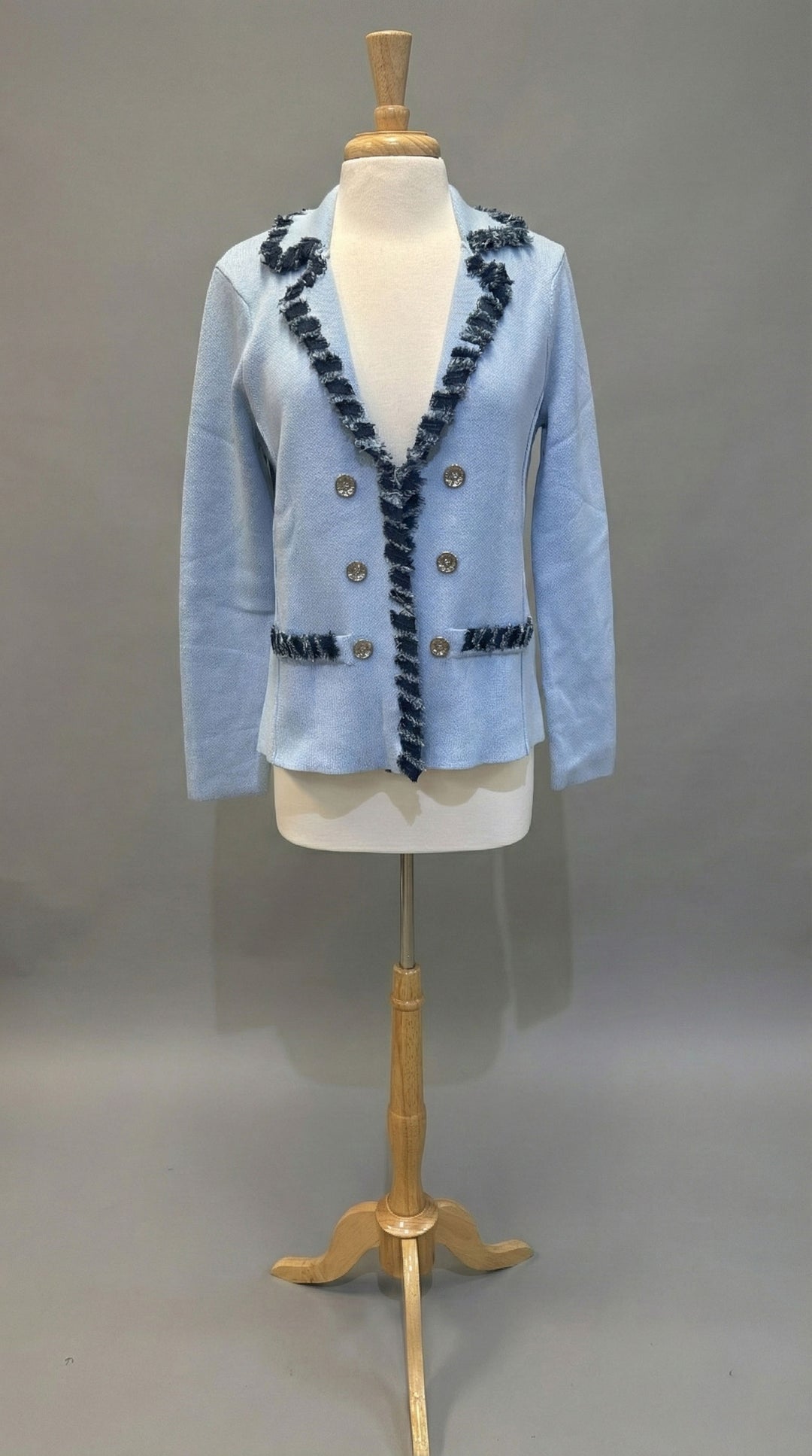 J'envie Denim Trim Jacket in Sky - Mildred Hoit