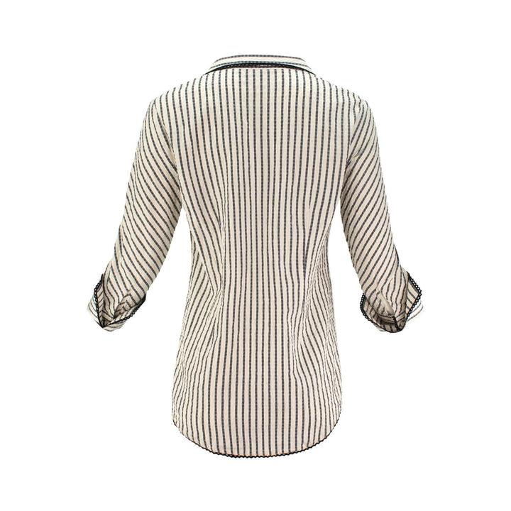 J'envie Collared Calypso Tunic in White & Black - Mildred Hoit