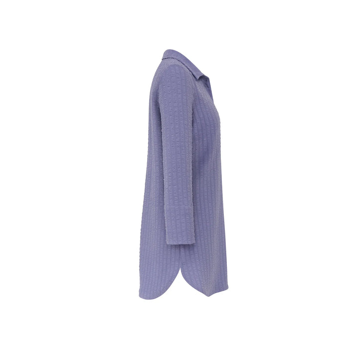 J'envie Odyssey Pop-Over Collared Blouse in Chambray - Mildred Hoit