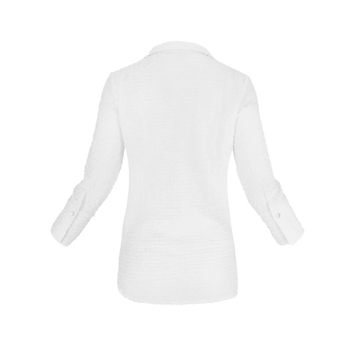 J'envie Odyssey Pop-Over Collared Blouse in White - Mildred Hoit