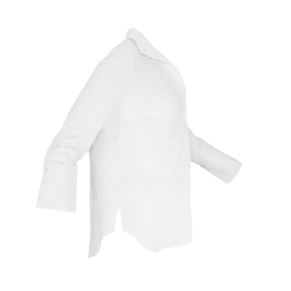 J'envie Odyssey Pop-Over Collared Blouse in White - Mildred Hoit