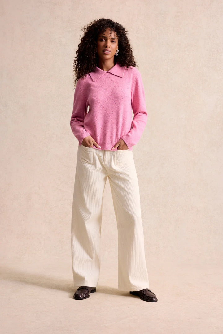 Leo & Ugo Pink Embellished Collared Sweater
