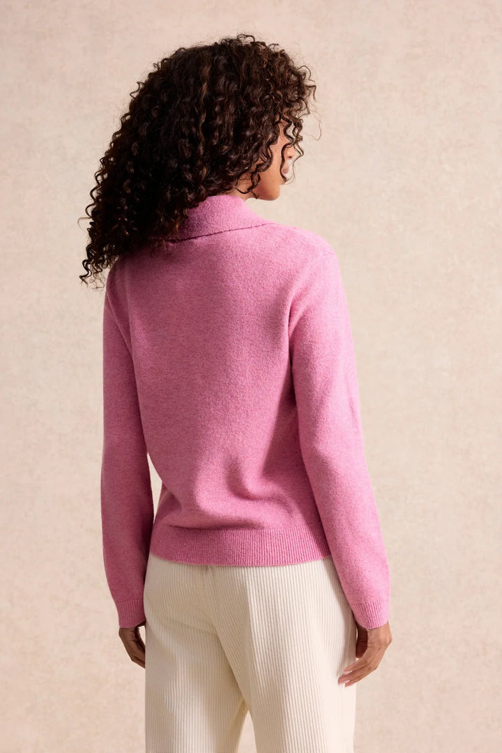 Leo & Ugo Pink Embellished Collared Sweater
