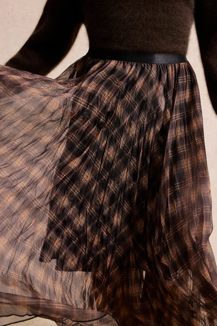 Leo & Ugo Plaid Skirt in Brown & Orange