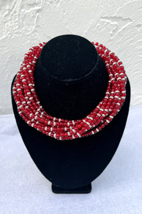 Kenneth Jay Lane Multi-Strand Ruby Necklace available at Mildred Hoit in Palm Beach.