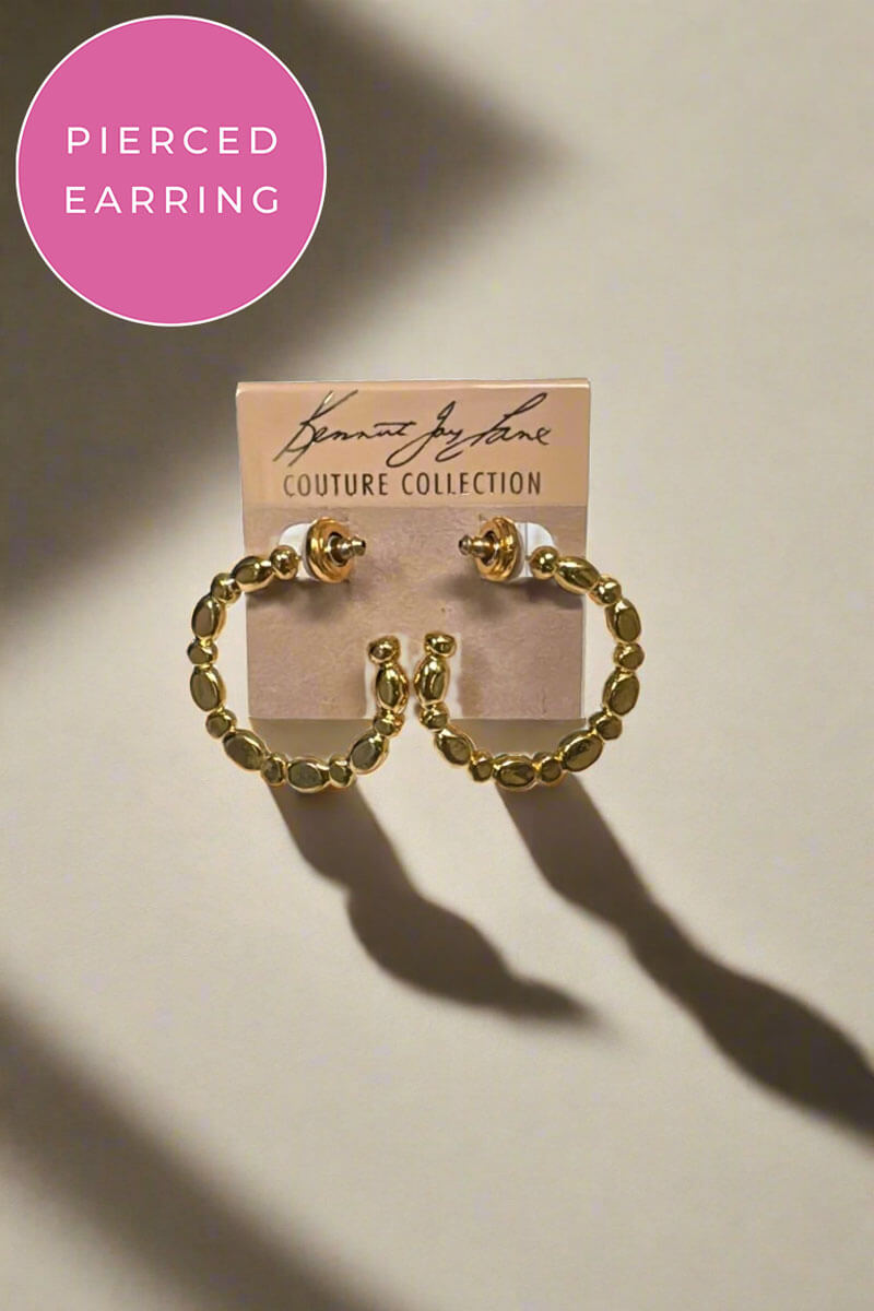 Kenneth Jay Lane Gold Hoop Disc Back Post Earrings
