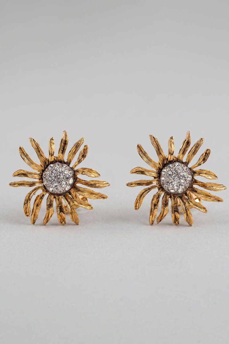 Kenneth Jay Lane Antique Gold Flower Clip Earring