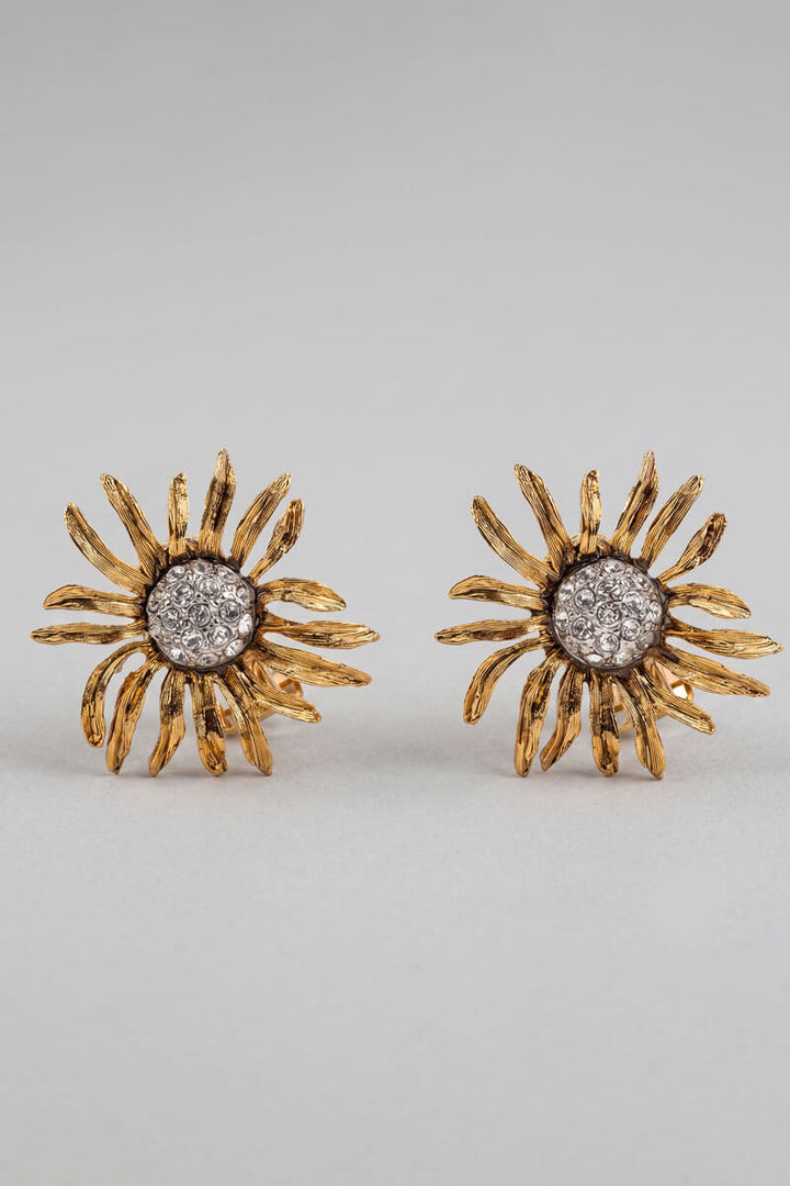 Kenneth Jay Lane Antique Gold Flower Clip Earring