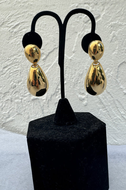 Kenneth Jay Lane Polished Gold Teardrop Earrings available at Mildred Hoit in Palm Beach.