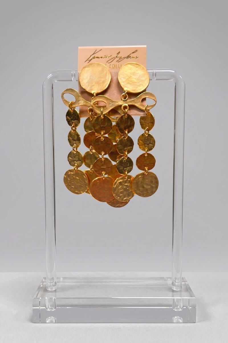Kenneth Jay Lane Gold Coin with 3 Gold Coin Drops Earrings - Mildred Hoit