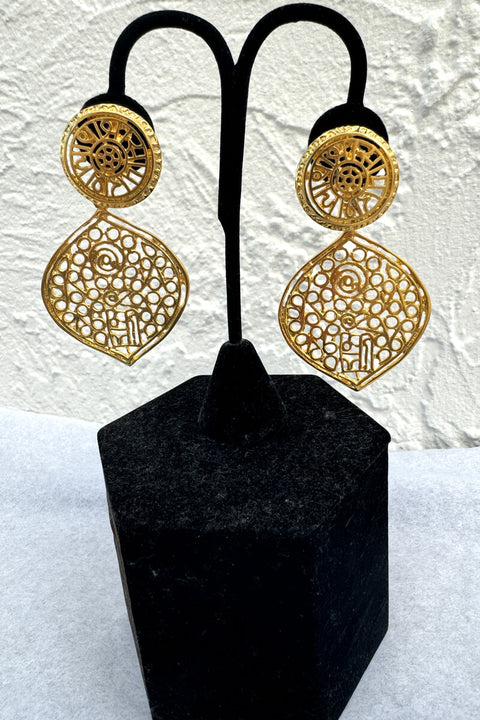 Kenneth Jay Lane Gold Filigree Drop Earring available at Mildred Hoit in Palm Beach.