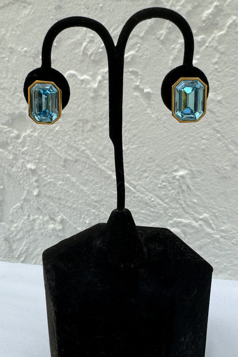 Kenneth Jay Lane Aqua Earrings available at Mildred Hoit in Palm Beach.