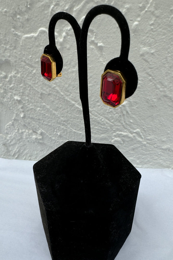 Kenneth Jay Lane Ruby Earrings - Mildred Hoit