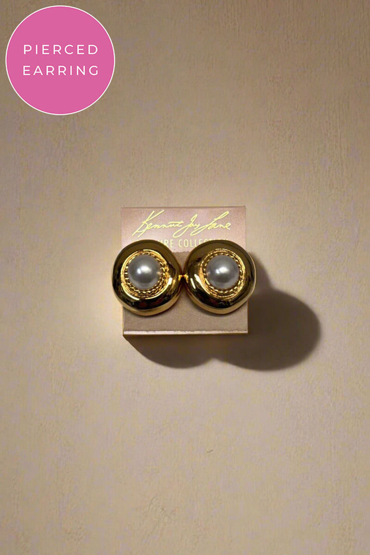 Kenneth Jay Lane Pearl Center Pierced Earring