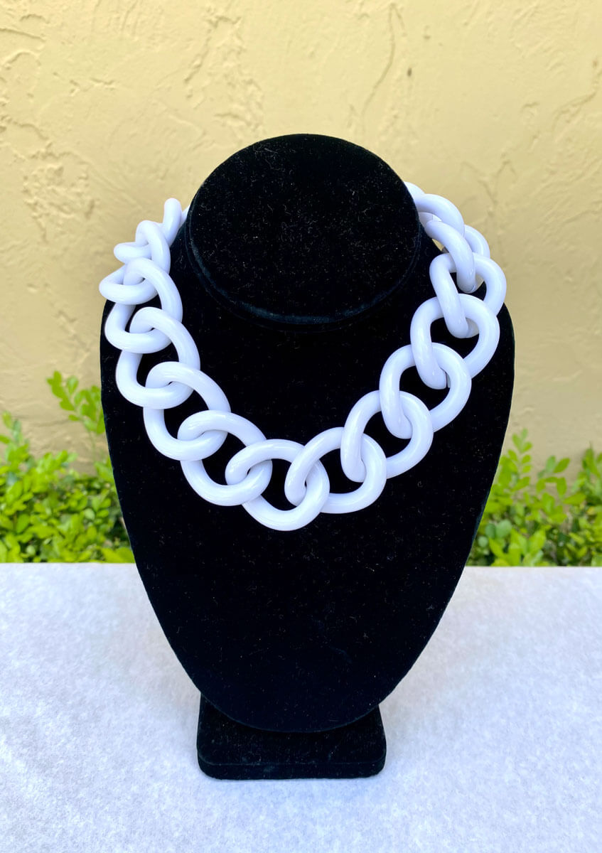 Kenneth Jay Lane White Link Necklace - Mildred Hoit