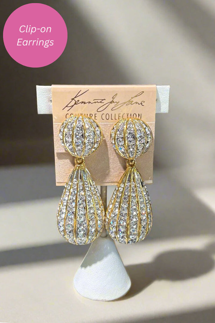Kenneth Jay Lane Gold and Crystal Drop Earrings