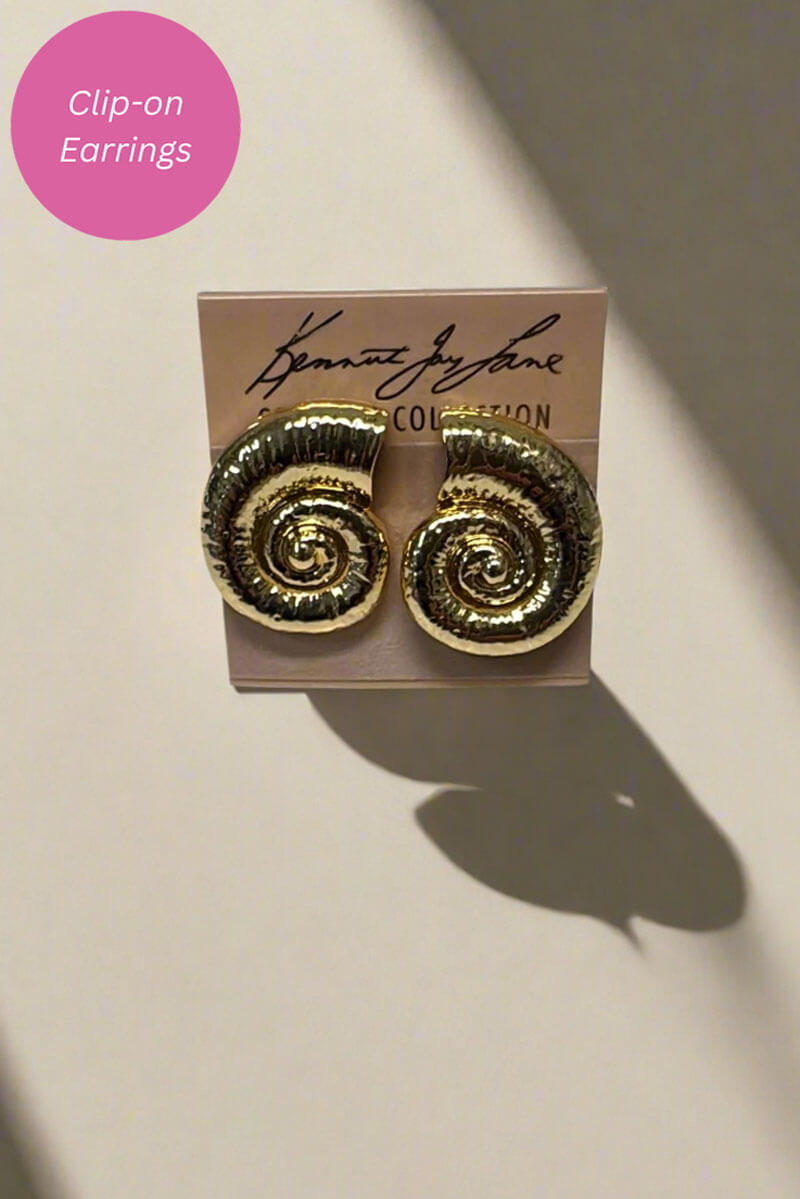 Kenneth Jay Lane Gold Shell Clip-On Earrings