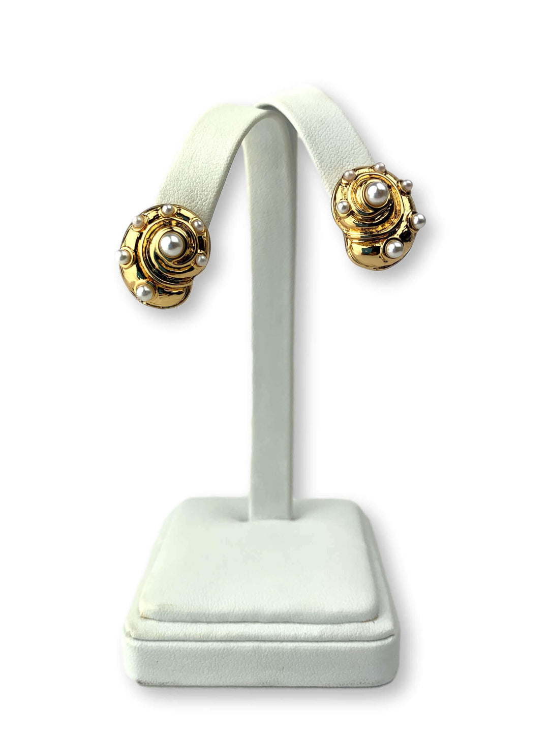 Kenneth Jay Lane Gold and Pearl Snail Earring - Mildred Hoit