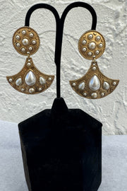 Kenneth Jay Lane Gold with Pearl Cabochon Earring