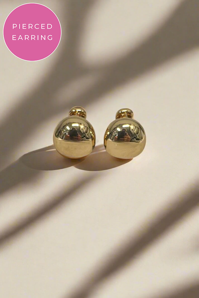 Kenneth Jay Lane Polished Gold Domed Pierced Earring