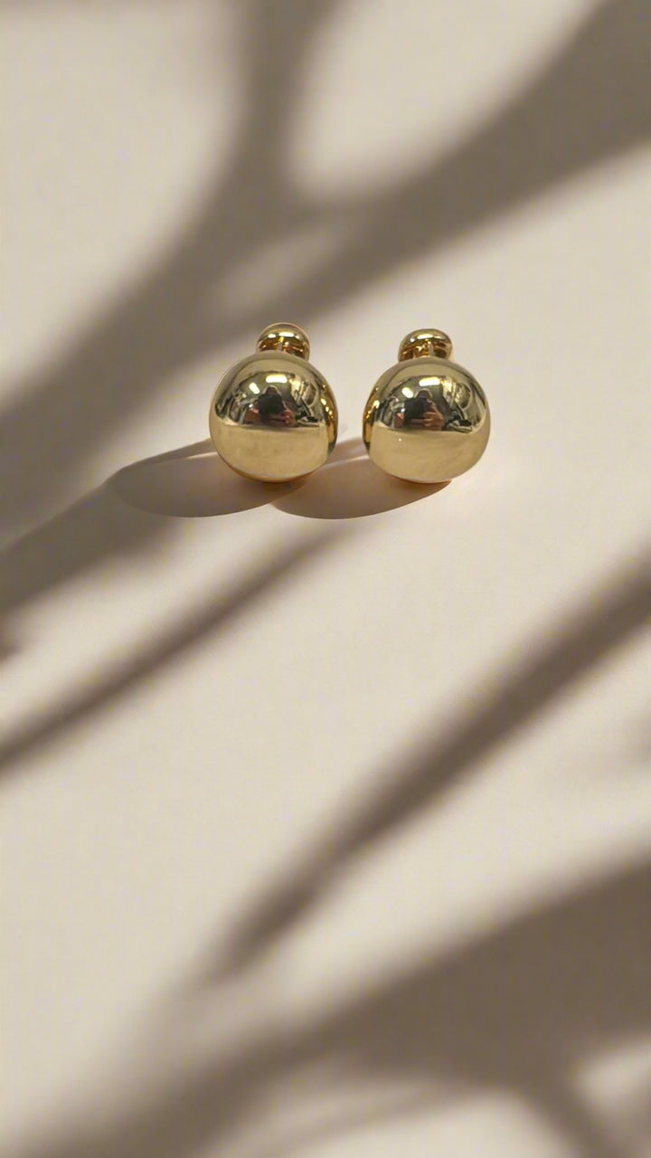 Kenneth Jay Lane Polished Gold Domed Pierced Earring - Mildred Hoit