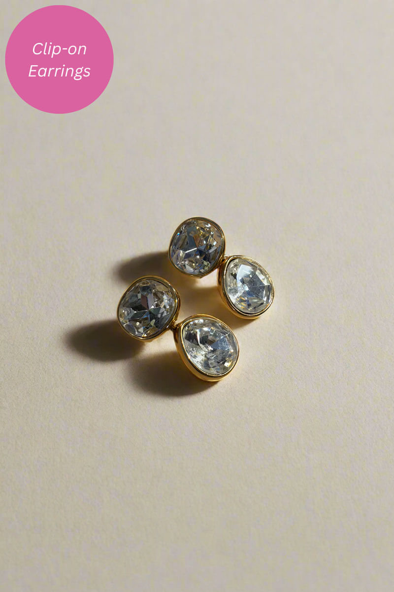 Kenneth Jay Lane Gold and Crystal Drop Earring - Mildred Hoit