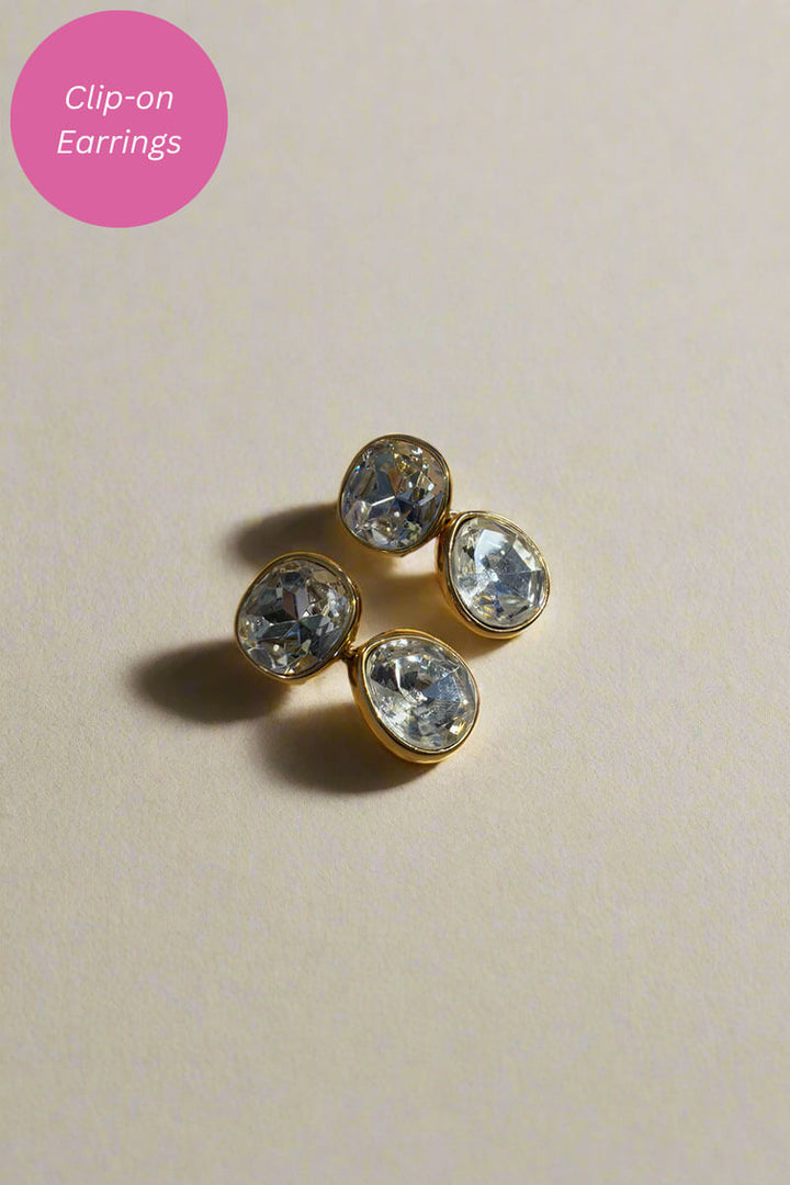 Kenneth Jay Lane Gold and Crystal Drop Earring - Mildred Hoit