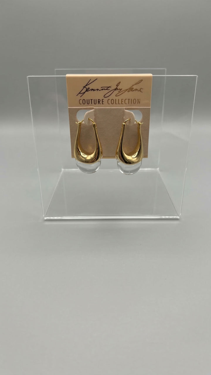 Kenneth Jay Lane Gold with Clear Bottom Bridge Earring - Mildred Hoit