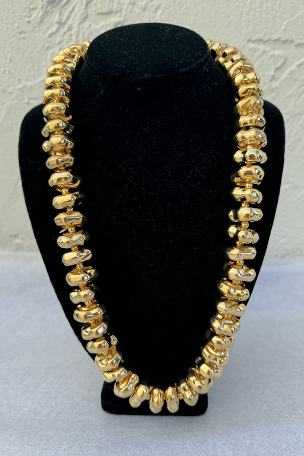 Kenneth Jay Lane Polished Gold Nugget Necklace - 28" available at Mildred Hoit in Palm Beach.