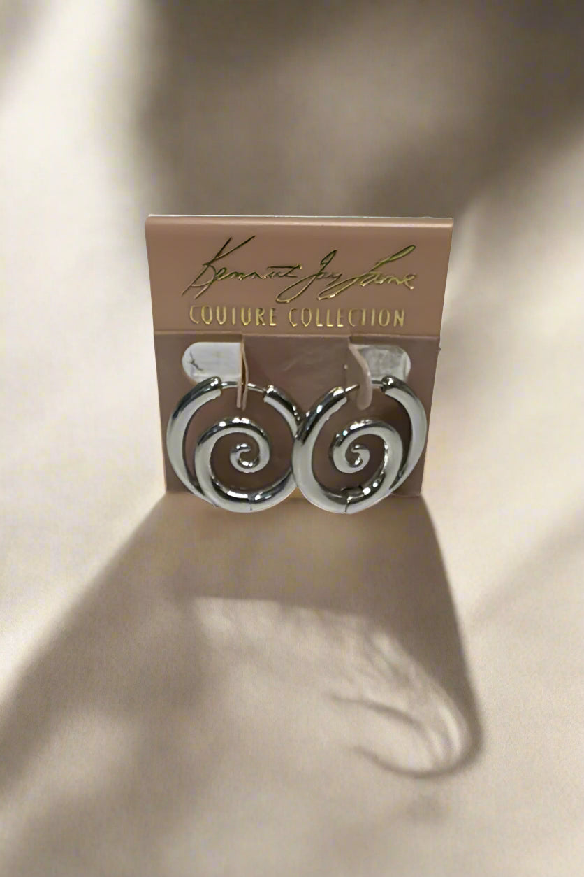 Kenneth Jay Lane Silver Swirl Post Earrings - Mildred Hoit