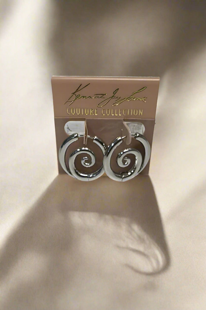 Kenneth Jay Lane Silver Swirl Post Earrings - Mildred Hoit