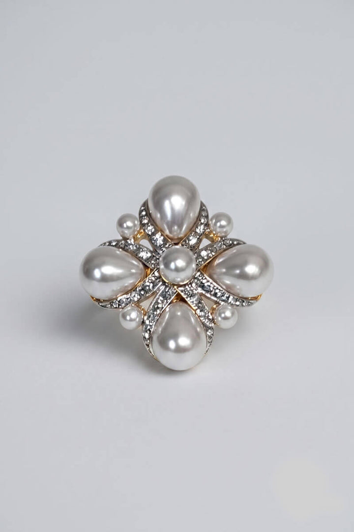 Kenneth Jay Lane Gold with Crystal Pearl Pin
