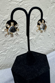 Kenneth Jay Lane Gold and Crystal Cabochon Earring