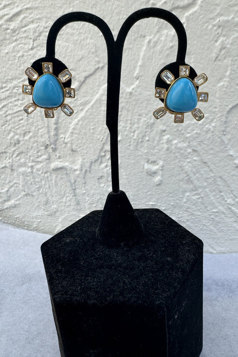 Kenneth Jay Lane Turquoise with Aqua Earring available at Mildred Hoit in Palm Beach.