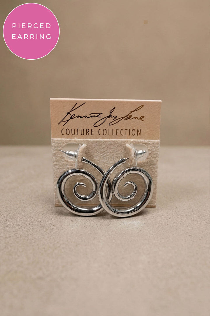Kenneth Jay Lane Silver Swirl Earrings