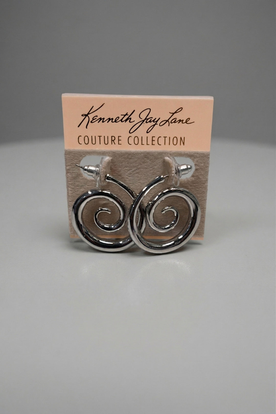Kenneth Jay Lane Silver Swirl Earrings - Mildred Hoit