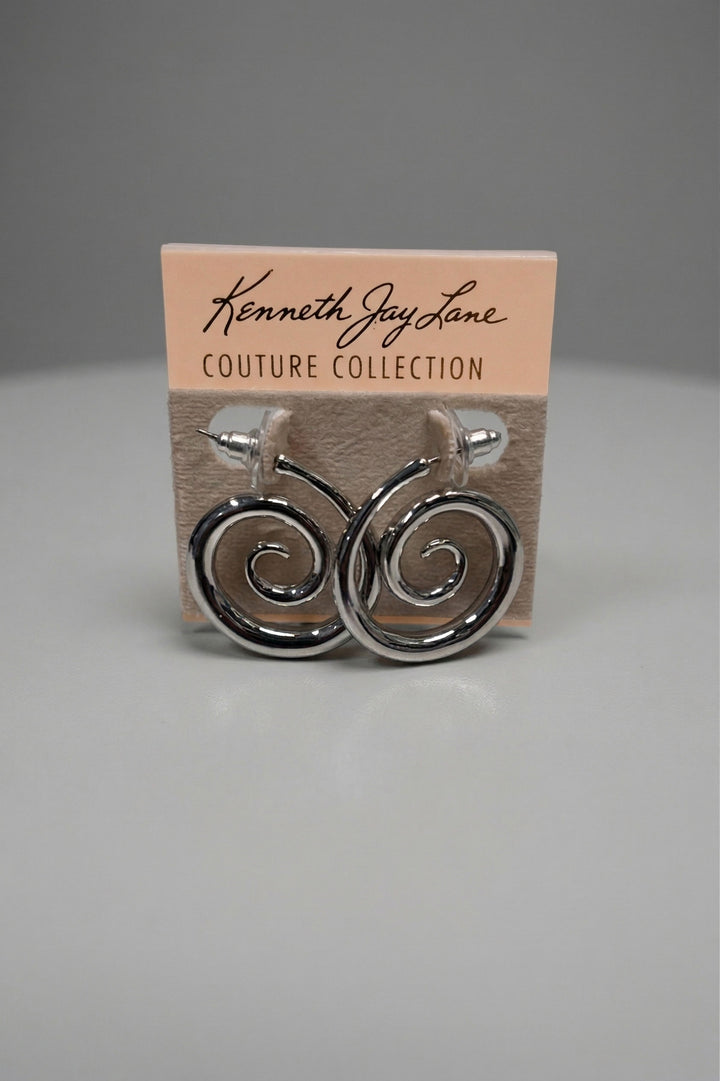 Kenneth Jay Lane Silver Swirl Earrings - Mildred Hoit